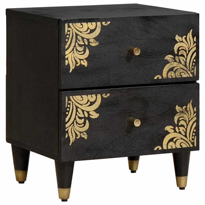 Szafka Nocna 2 szt. Czarny 40 x 33 x 46 cm Drewno z mango