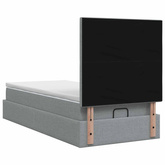 Łóżko ottoman z materacem jasnoszary 90 x 200 cm tkanina