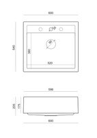 Quadron | BILL 110 | kuchenny zlewozmywak granitowy BIAŁY + MIEDŹ PVD | wymiary: 60 x 54 x 20,5 cm | 1-komorowy wpuszczany/podwieszany | podbudowa szafki: od 60 cm