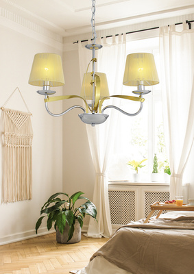 Lampa wisząca chrom / złoty nitkowy abażur 3x40W Diva Candellux 33-55057
