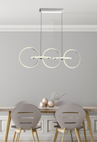 Lampa wisząca KOS nowoczesna – srebrne okręgi LED 4000K- minimalistyczna lampa nad stół