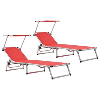 vidaXL Składane leżaki z daszkiem, 2 szt., aluminium i textilene model standard
