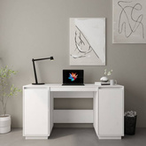 vidaXL Biurko, białe, 140x50x75 cm, lite drewno sosnowe