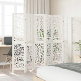 Parawan pokojowy, 6-panelowy, biały, lite drewno paulowni