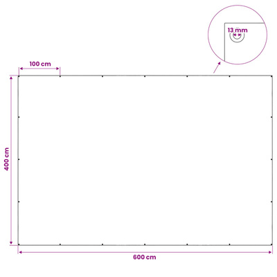 Plandeka z oczkami jasnoszary 4 x 6 m 90 g PE
