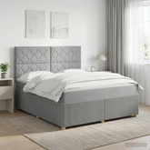 Łóżko z box spring LED z materacem jasnoszary 160 x 200 cm