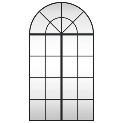 vidaXL Lustro ścienne, czarne, 60x110 cm, zakończone łukiem, żelazo