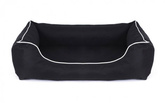 Legowisko dla psa Sofa Valencia Standard w kolorze czarnym z białym wykończeniem Rozmiar: XL - 120 x 90 cm - do samodzielnego złożenia