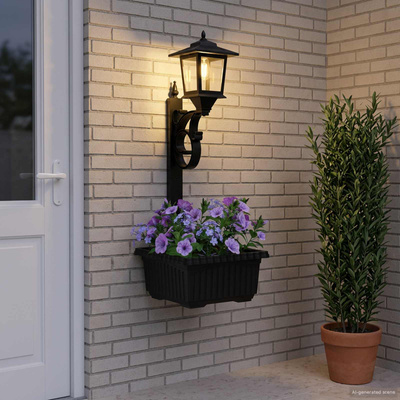 Lampa słupkowa z donicą Czarny 29 x 28 x 74 cm ABS i PP