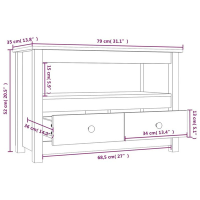vidaXL Szafka pod TV, miodowy brąz, 79x35x52 cm, lite drewno sosnowe