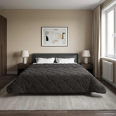 Letni Kołdra Antracyt 200 x 220 cm Mikrofibra i Fleece Teddy