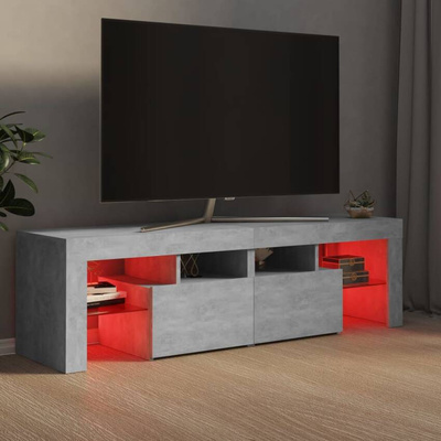 vidaXL Szafka pod TV z oświetleniem LED, szarość betonu 140x36,5x40 cm