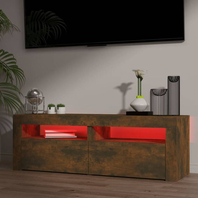 vidaXL Szafka pod TV z oświetleniem LED, przydymiony dąb, 120x35x40 cm