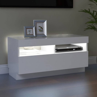 vidaXL Szafka pod TV z oświetleniem LED, biała, 80x35x40 cm