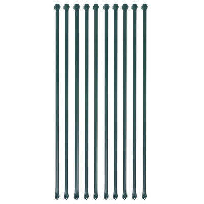 Słupki ogrodzeniowe, 10 szt., 1 m, metalowe, zielone