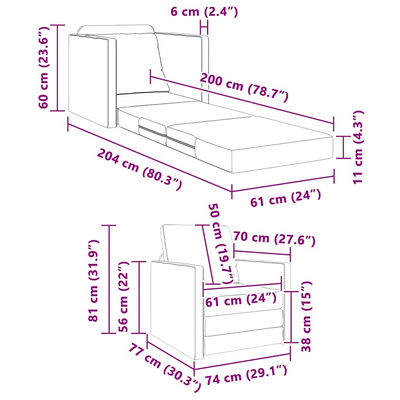 Sofa Bed Cappuccino 74 x 77 x 81 cm Sztuczna skóra