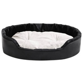 vidaXL Legowisko dla psa, czarno-beżowe, 90x79x20 cm, plusz i ekoskóra