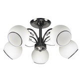 Lampa Sufitowa Czarny Perłowy 5X40 E27 Klosz Biały Graphite