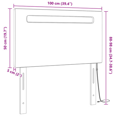 Wezgłowie LED Szary 100 cm Skóra ekologiczna