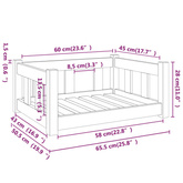 vidaXL Legowisko dla psa, białe, 65,5x50,5x28 cm, lite drewno sosnowe