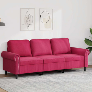 Sofa 3-osobowa, winna czerwień, 180 cm, obita aksamitem