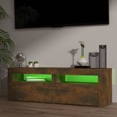 vidaXL Szafka pod TV z oświetleniem LED, przydymiony dąb, 120x35x40 cm