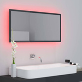 vidaXL Lustro łazienkowe LED, wysoki połysk, szare, 90x8,5x37cm, akryl