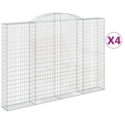 Kosze gabionowe, 4 szt, 300x30x200/220 cm, galwanizowane żelazo