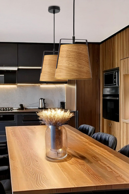 Lampa wisząca z abażurem Milbury czarna z żółtym abażurem E27 do salonu