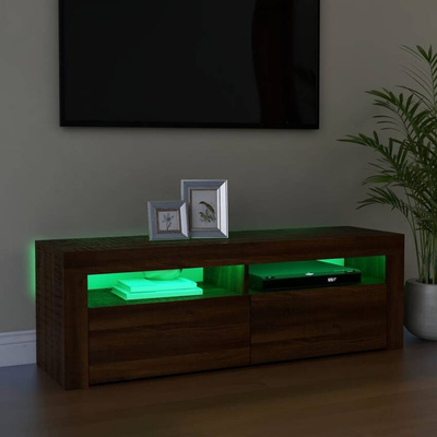 vidaXL Szafka pod TV z oświetleniem LED, brązowy dąb, 120x35x40 cm model standard