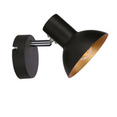 Lampa ścienna kinkiet 1X40W E27 czarny + złoty metal DISO 91-63410