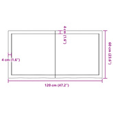 Półka, brązowa, 120x60x(2-4) cm, lakierowane lite drewno dębowe