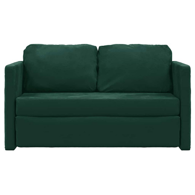 Sofa podłogowa 2-w-1, ciemnozielona, 122x204x55 cm, aksamit
