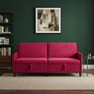 Sofa z miejscem do przechowywania Czerwone wino Poliester
