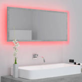 vidaXL Lustro łazienkowe LED, szarość betonu, 100x8,5x37 cm, akryl