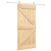 Drzwi przesuwne 95 x 210 cm Lite Drewno Sosnowe (Nieobrobione)