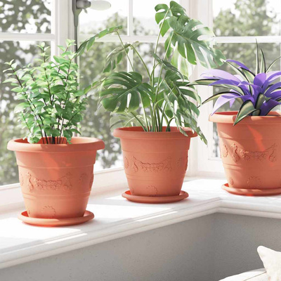 Okrągły Talerzyk Kwiatowy 6 pcs Czerwony ceglasty ? 17,5 x 2 cm