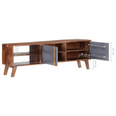 vidaXL Szafka pod TV, szara, 140x30x45 cm, lite drewno sheesham