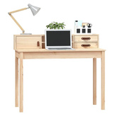 vidaXL Biurko, 110x50x93 cm, lite drewno sosnowe