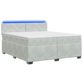 Łóżko Box Spring z materacem i LED jasnoszary 200 x 200 cm