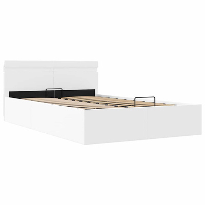 vidaXL Rama łóżka z podnośnikiem i LED, biała, ekoskóra, 120 x 200 cm