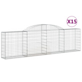 Kosze gabionowe, 15 szt, 300x30x80/100 cm, galwanizowane żelazo