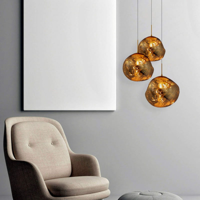 Lampa Wisząca złota Szklana 3x E27 Abruzzo Sfero