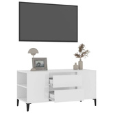 vidaXL Szafka pod TV, wysoki połysk, biała, 102x44,5x50 cm