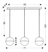 Lampa wisząca FURNI 3-punktowa czarna – ze szklanymi kloszami kulami - designerska lampa do salonu LED 4000K