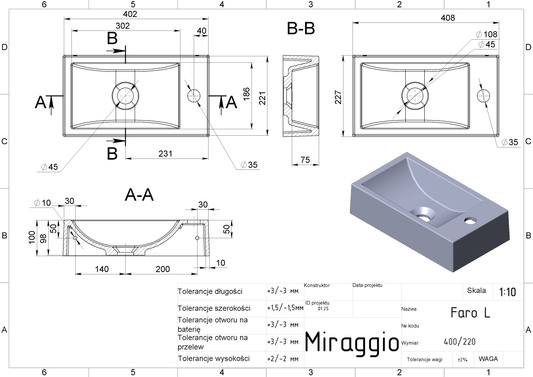 Umywalka FARO L FULL RAL