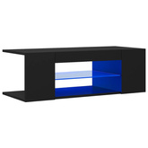 vidaXL Szafka pod TV z oświetleniem LED, czarna, 90x39x30 cm
