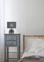 Lampka nocna Animi szara z abażurem 1xE14 lampa stołowa