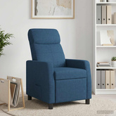 Fotel recliner niebieski tkanina