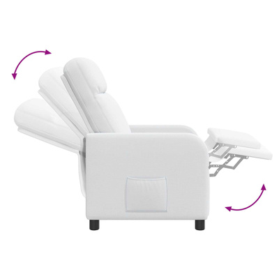 Fotel recliner Biały tkanina